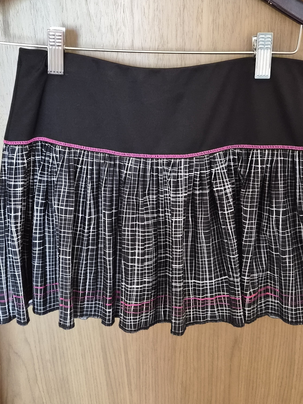 Lucky in Love Black Plaid Tennis Skirt with Pink Trim - Size Small